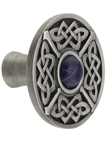 Celtic Jewel Knob Inset with Blue Sodalite in Antique Pewter.